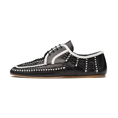 (W) Prada two-tone Woven Lace-Up Shoes 'Black'