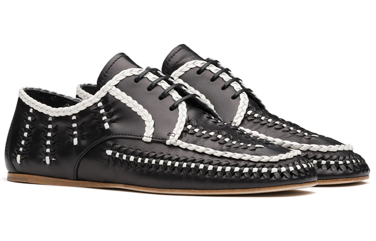Order (Women) Prada two-tone Woven Lace-Up Shoes 'Black' 1E177M_3AVH_F0967_F_005