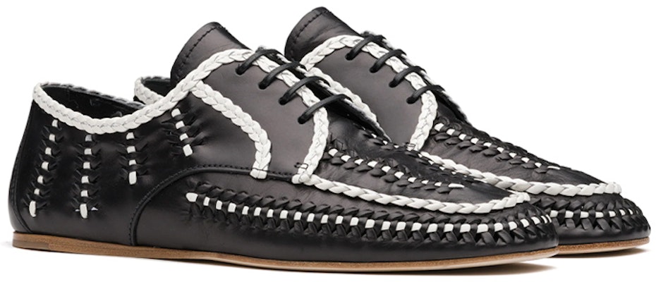 (Women) Prada two-tone Woven Lace-Up Shoes 'Black' 1E177M_3AVH_F0967_F_005 Order (Women) Prada two-tone Woven Lace-Up Shoes 'Black' 1E177M_3AVH_F0967_F_005