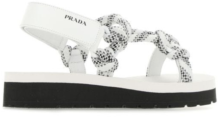 (Women) Prada Knot Straps Flat Sandals 'White' 1X600M_3L74_F0009_F_040 Purchase (Women) Prada Knot Straps Flat Sandals 'White' 1X600M_3L74_F0009_F_040
