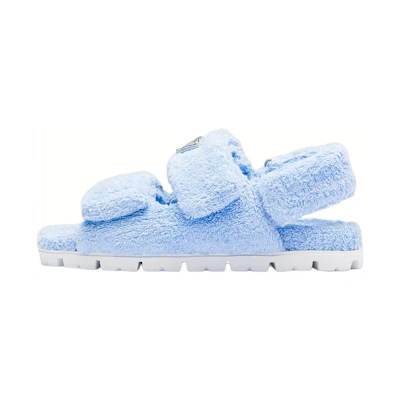 (W) Prada Velcro Flat Sandals 'Blue Towel'