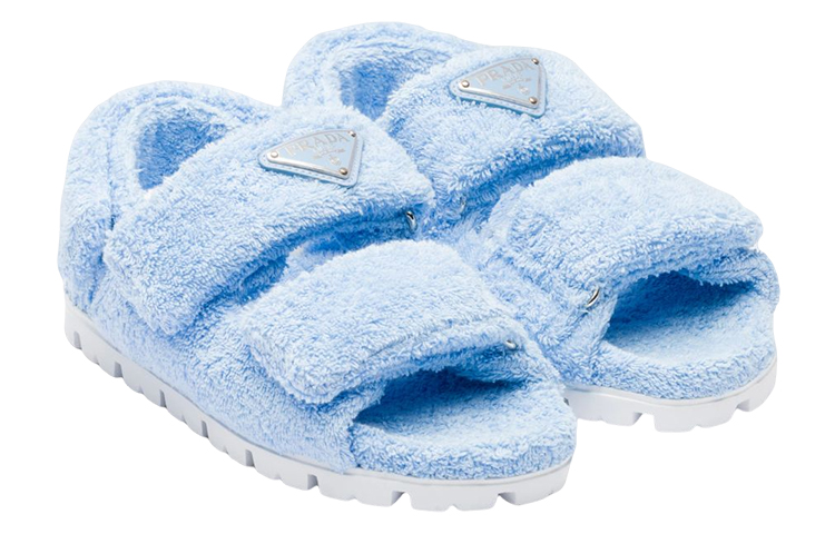 Order (Women) Prada Velcro Flat Sandals 'Blue Towel' 1X737M_H39_F0076_F_D020