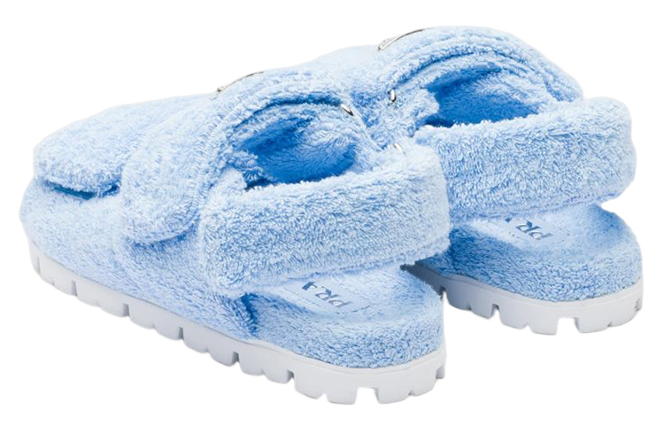 Shop (Women) Prada Velcro Flat Sandals 'Blue Towel' 1X737M_H39_F0076_F_D020