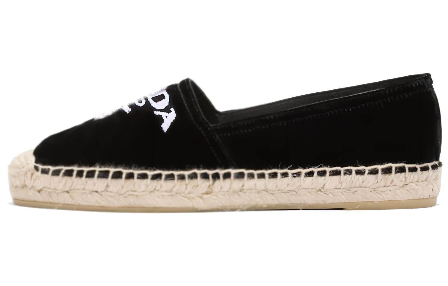 (W) Prada Velvet 'Black Casual Espadrille'