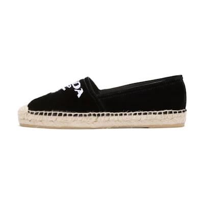 (W) Prada Velvet 'Black Casual Espadrille'