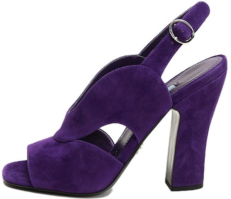 PRADA 绒面 簡約百搭 時尚涼拖 11cm 女款 紫色 Buy PRADA 绒面 簡約百搭 時尚涼拖 11cm 女款 紫色