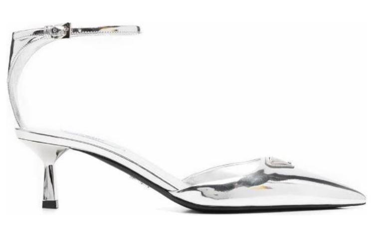 (W) Prada Velvet Leather High Heel Sandals 'Silver' 圖 2