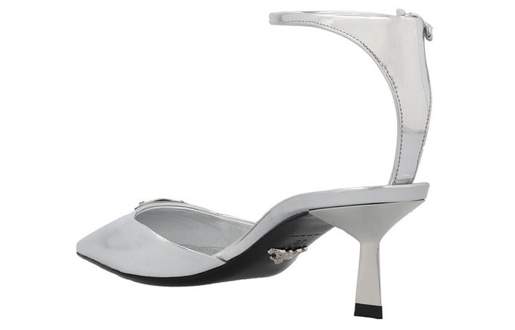 (W) Prada Velvet Leather High Heel Sandals 'Silver' 圖 3
