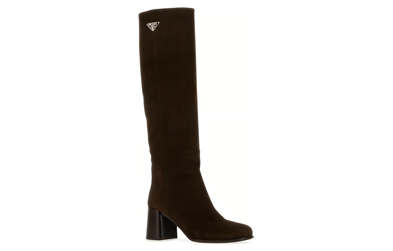 Order (W) Prada Fluwelen Hoge Laarzen Rond Neus ''Bruin Groen'' 1W233N_008_F0003_F_065
