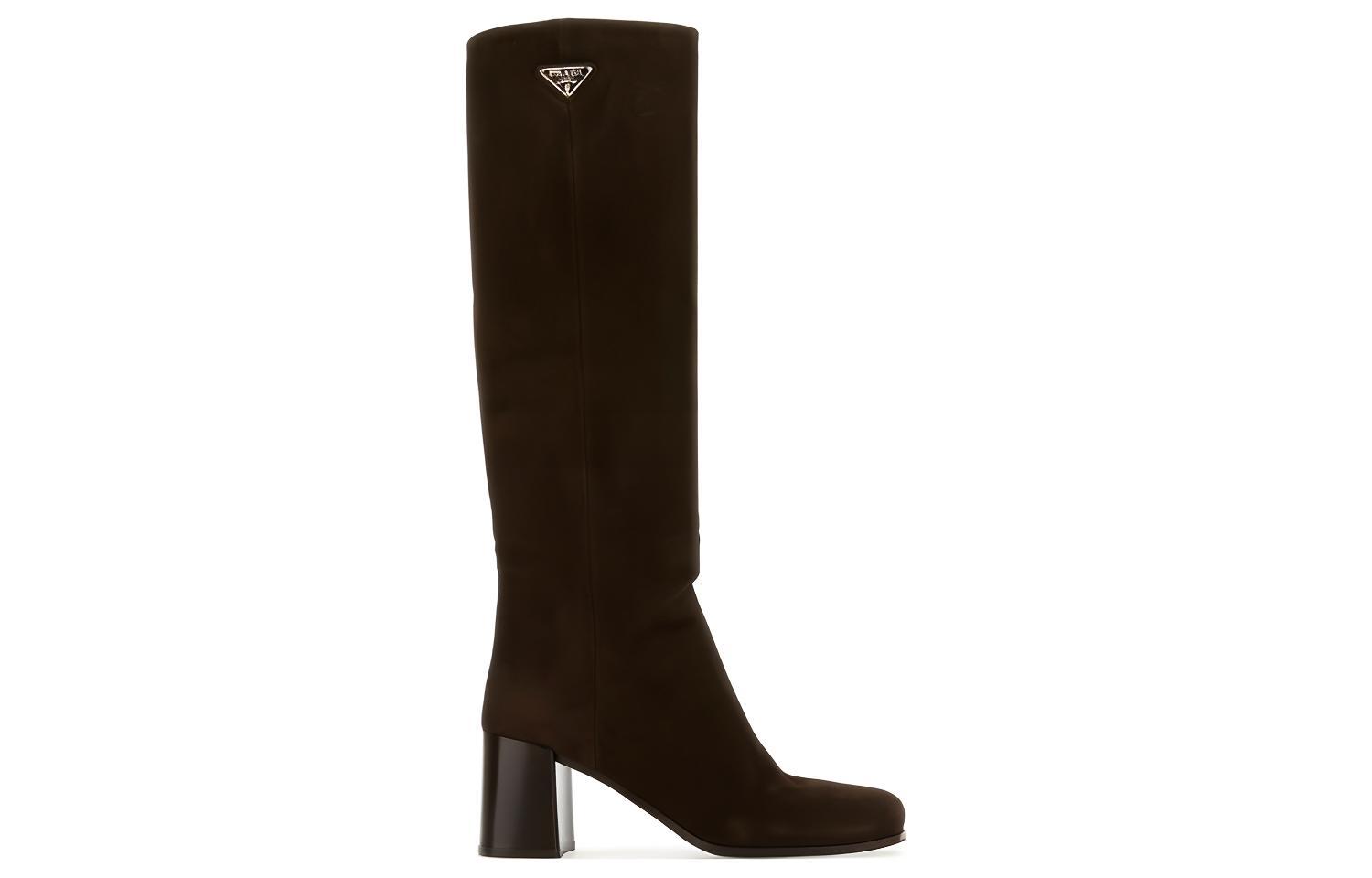 Lookbook (W) Prada Fluwelen Hoge Laarzen Rond Neus ''Bruin Groen'' 1W233N_008_F0003_F_065