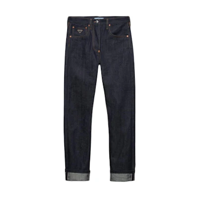 (Women) PRADA Washed Zipper Navy Blue Denim Jeans Women GFP516-15C8-F0008-S-OOO