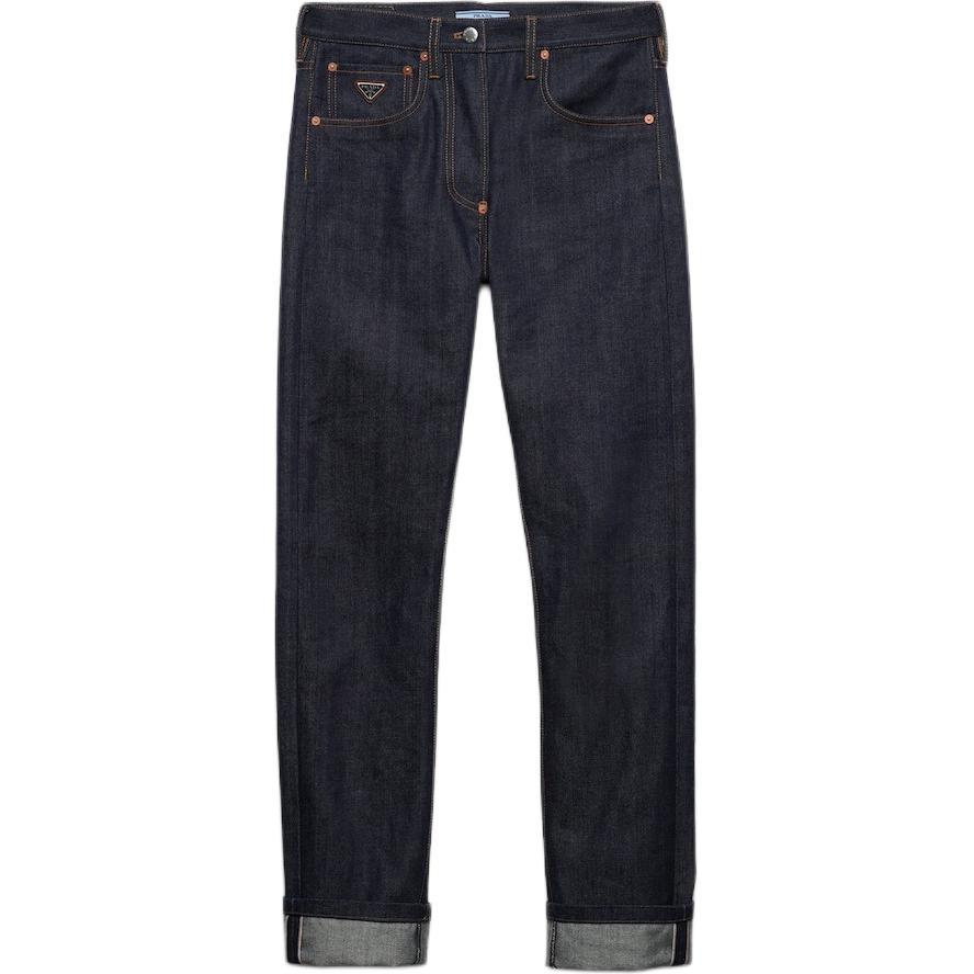 Order (Women) PRADA Washed Zipper Navy Blue Denim Jeans Women GFP516-15C8-F0008-S-OOO