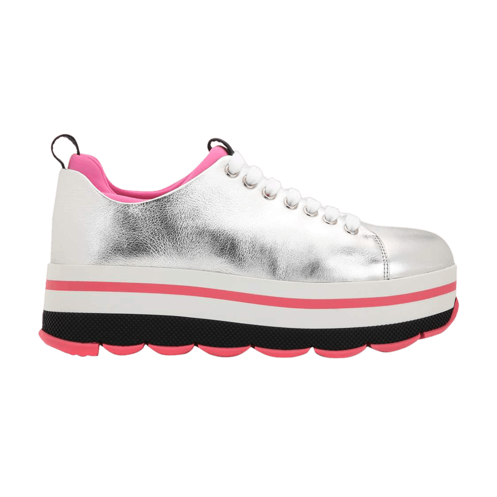 (Women) Prada Wave Platform Metallic Leather Sneakers 'Silver Begonia'  3E6264-3M0N