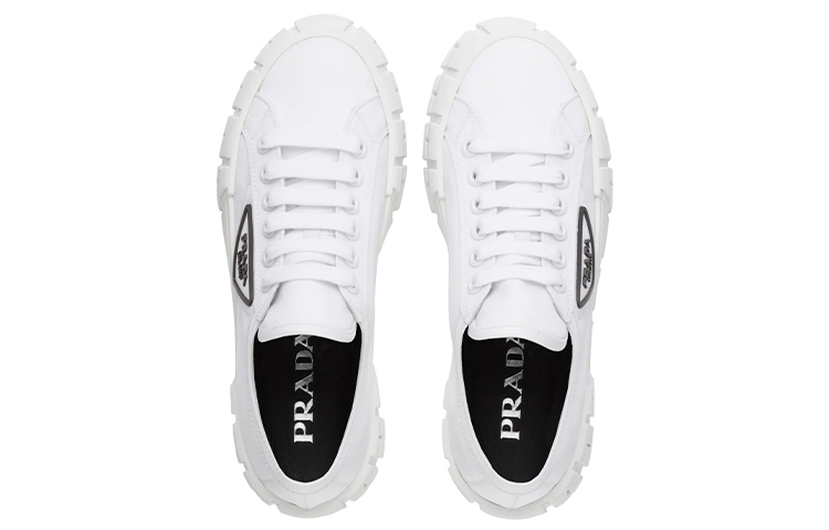 Shop (W) 프라다 리나일론 개버딘 더블 휠 스니커즈 '화이트' 1E260M_3LFX_F0009_F_050