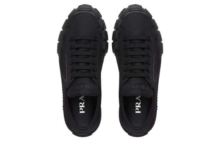 Shop Prada Wheel 再生尼龍華達呢運動時尚板鞋 女款 黑色