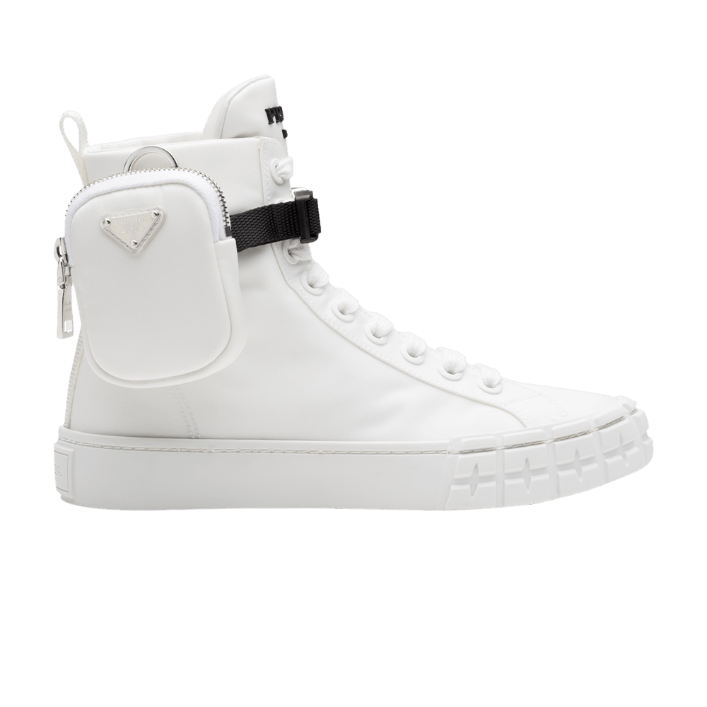 Buy (W) 普拉达白色拉链包Re-Nylon华达呢高帮鞋 1T551M-1YFL-F0009