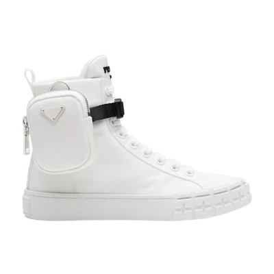 (W) Prada Wheel Re-Nylon Gabardine High 'Zip-Pouch - White'