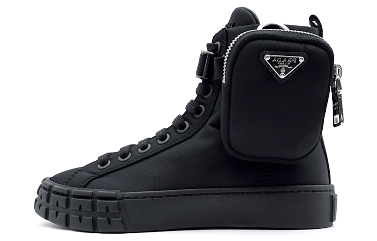 Buy （女性）Prada Wheel 再生尼龍高筒運動鞋 '黑色' 1T551M-3LFV-F0002