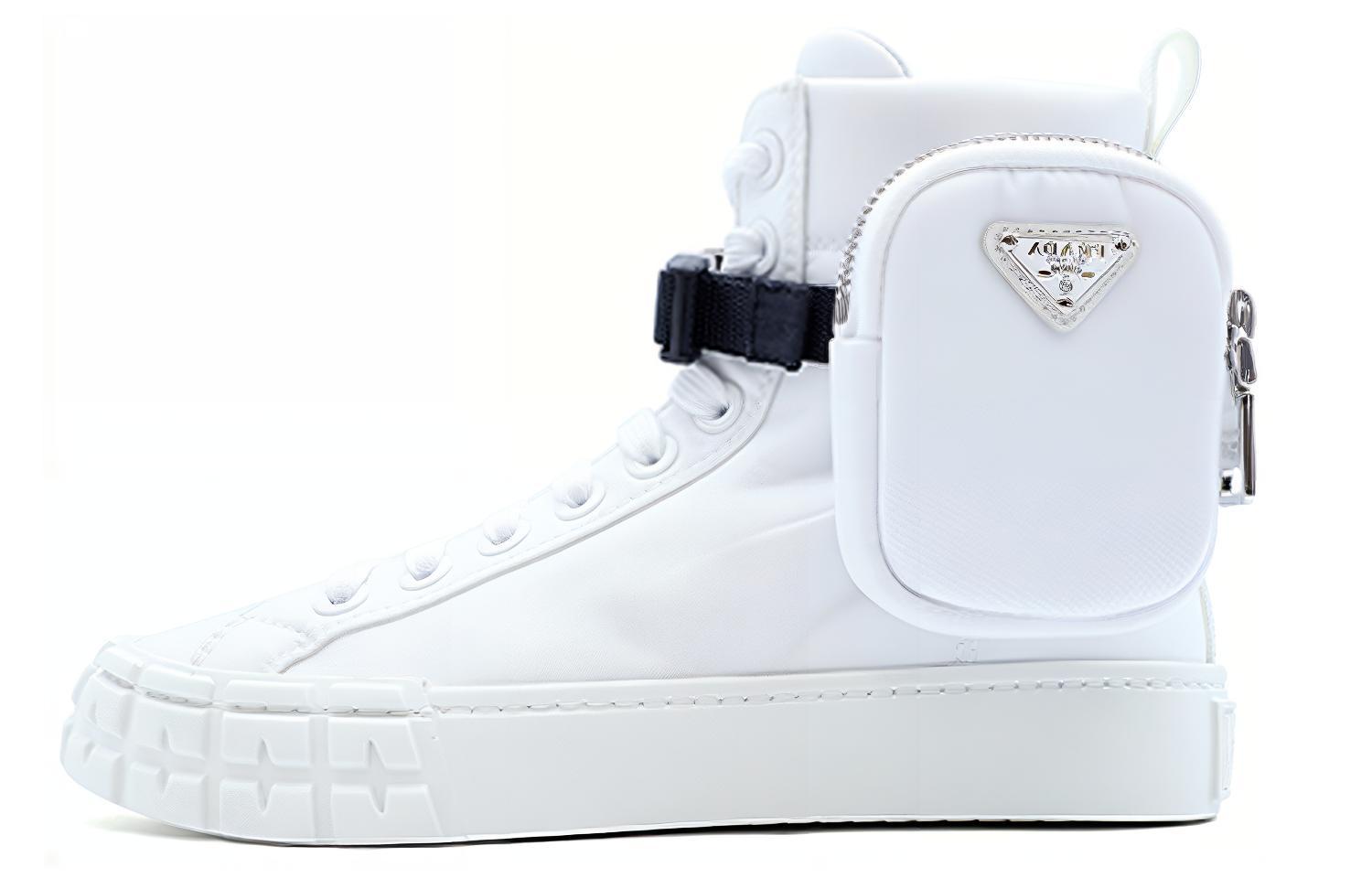 Buy （女性）Prada Wheel 再生尼龍高幫‘白色’ 1T551M-3LFV-F0009
