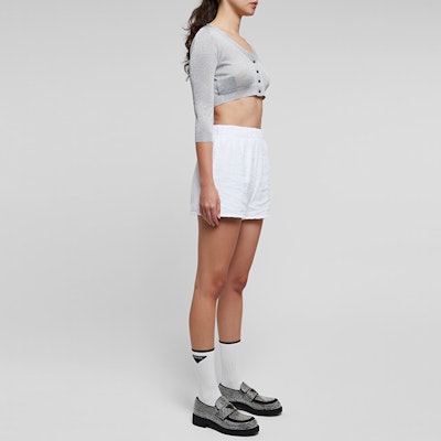 (W) 普拉达白色休闲短裤带标志设计 P292E-1ZR3-F0009 Shop (W) 普拉达白色休闲短裤带标志设计 P292E-1ZR3-F0009