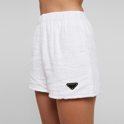 (W) 普拉达白色休闲短裤带标志设计 P292E-1ZR3-F0009 Sizing (W) 普拉达白色休闲短裤带标志设计 P292E-1ZR3-F0009