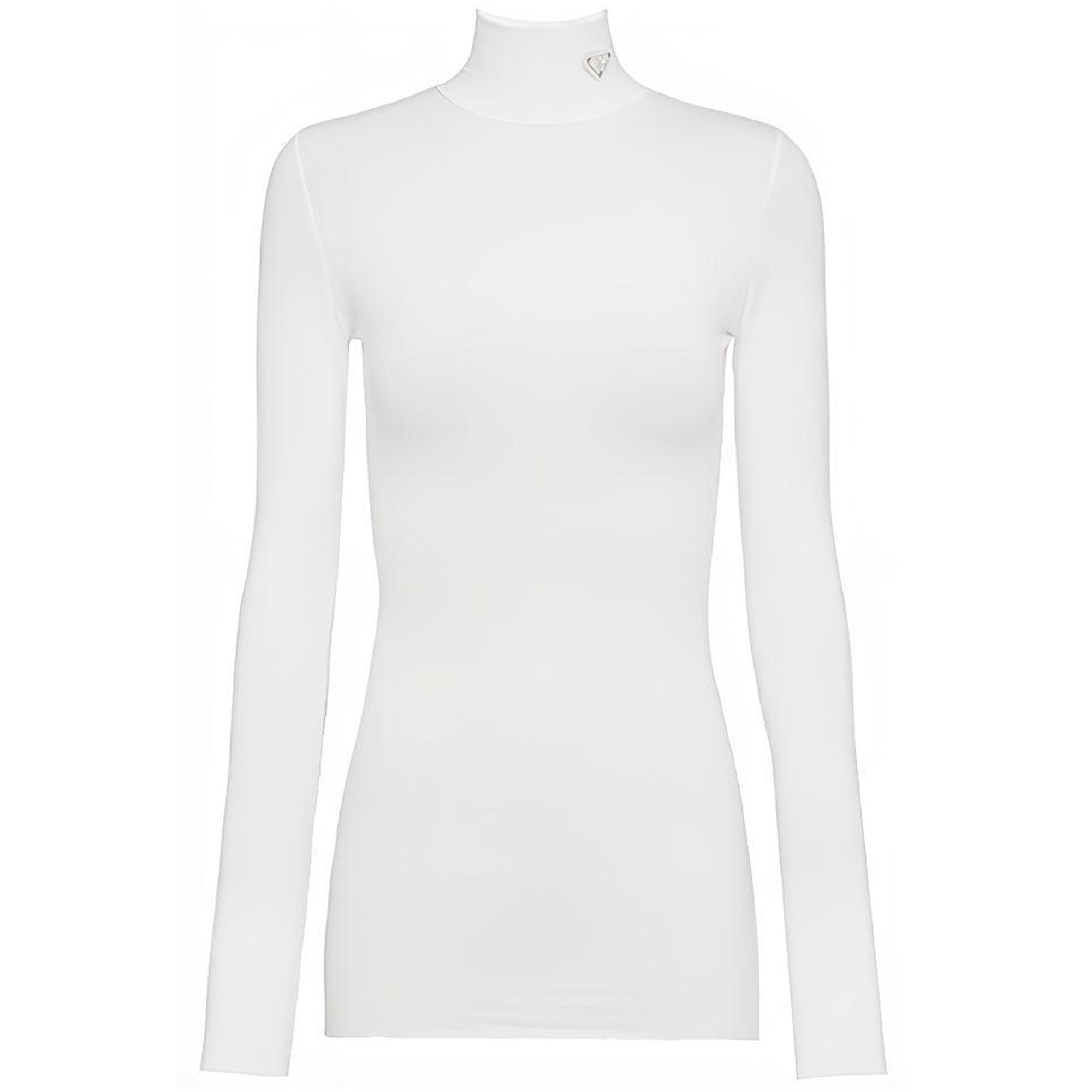 (Women) PRADA White High-Neck Long Sleeve T-Shirt SS21 39528-1YQ4-F0009-S-211