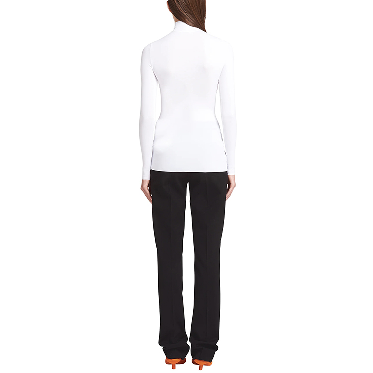 Shop (W) PRADA ホワイト ハイネック 長袖 Tシャツ SS21 39528-1YQ4-F0009-S-211