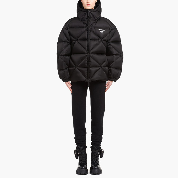 Lookbook (Women) PRADA Winter  Black Hooded Nylon Down Jacket 291952-1WQ8-F0002-S-212