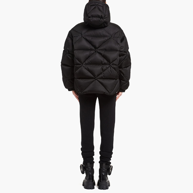 Shop (Women) PRADA Winter  Black Hooded Nylon Down Jacket 291952-1WQ8-F0002-S-212