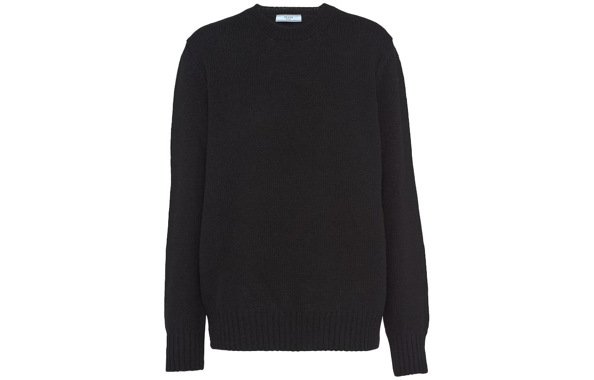 (Women) Prada Wool & Cashmere Crew-Neck Sweater Black Pullover P24A3Z-13XA-F0002-S-232