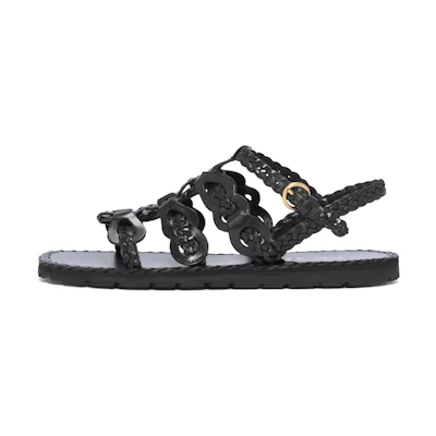 (W) Prada Braided Leather Sandals 'Black'