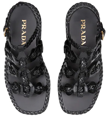 (Women) Prada Braided Leather Sandals 'Black' 1X186M_027_F0002_F_A015 Purchase (Women) Prada Braided Leather Sandals 'Black' 1X186M_027_F0002_F_A015