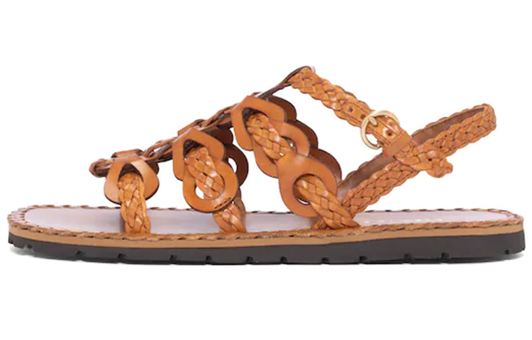 (Women) Prada Woven Calfskin Sandals 'Brown' 1X186M_027_F0046_F_A015