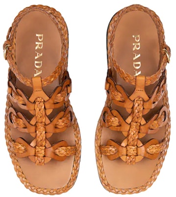 (Women) Prada Woven Calfskin Sandals 'Brown' 1X186M_027_F0046_F_A015 Shop (Women) Prada Woven Calfskin Sandals 'Brown' 1X186M_027_F0046_F_A015