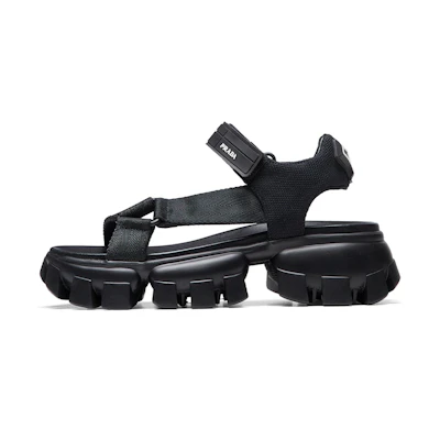 (W) Prada Sporty Woven Nylon Tape Sandals 'Black'