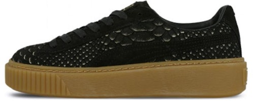 (Women) Puma Basket Platform Exotic Skin 'Black' 363377-01 (Women) Puma Basket Platform Exotic Skin 'Black' 363377-01