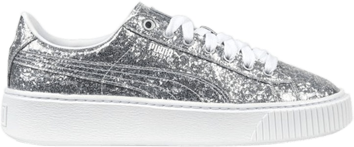 (W) Puma Basket Platform Glitter 'Silver' Sepatu Wanita Perak Berkilau 364093-01 Buy (W) Puma Basket Platform Glitter 'Silver' Sepatu Wanita Perak Berkilau 364093-01