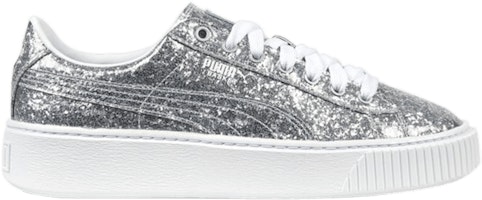 (Women) Puma Basket Platform Glitter 'Silver' 364093-01 (Women) Puma Basket Platform Glitter 'Silver' 364093-01