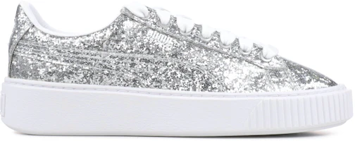 (Women) Puma Basket Platform Glitter 'Silver' 364093-01 (Women) Puma Basket Platform Glitter 'Silver' 364093-01