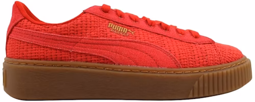 (Women) Puma Basket Platform Woven 'Red' 364847-01 (Women) Puma Basket Platform Woven 'Red' 364847-01