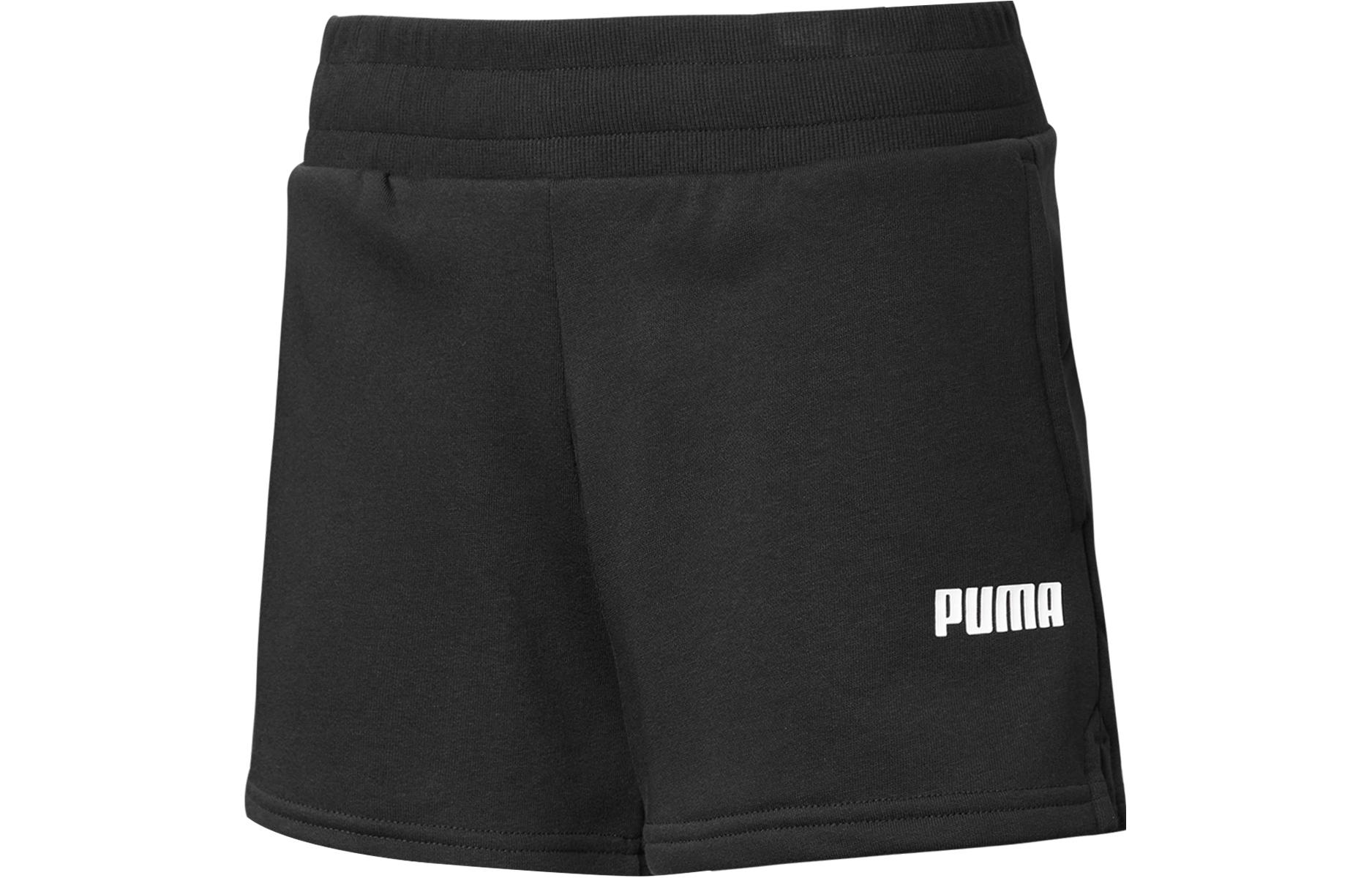 (Women) PUMA  Essential Black Sweat Shorts with Minimal Print. 855328-01