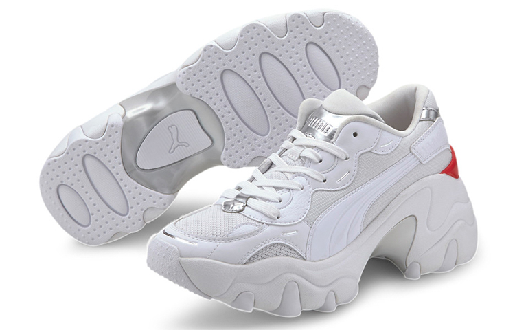 Shop (W) プーマ パルサー ウェッジ テックグラム 白 (Puma Pulsar Wedge Tech Glam White) 373939-01