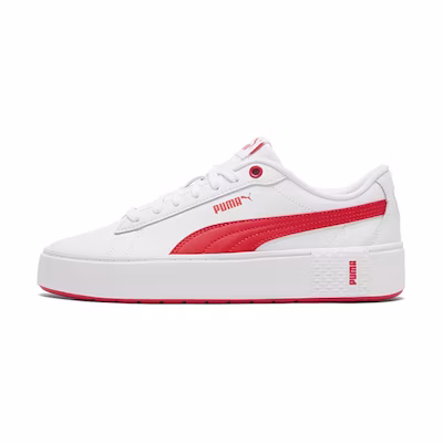 (W) Puma Smash Platform V2 'White Poppy Red'