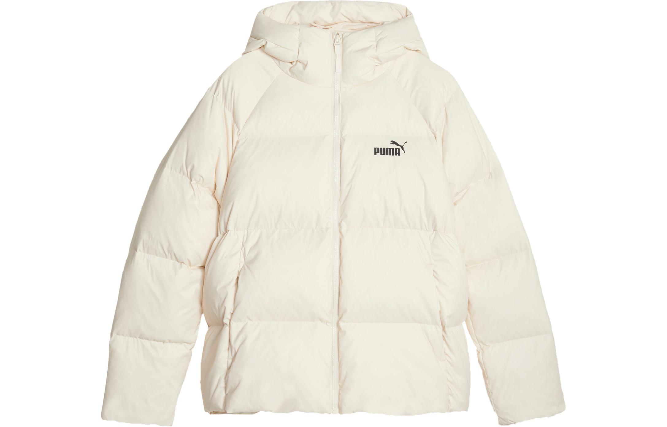 (Women) PUMA  Solid White Hooded Raglan Sleeve Down Jacket. 678342-87