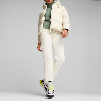 (Women) PUMA Solid White Hooded Raglan Sleeve Down Jacket. 678342-87 Shop (Women) PUMA Solid White Hooded Raglan Sleeve Down Jacket. 678342-87
