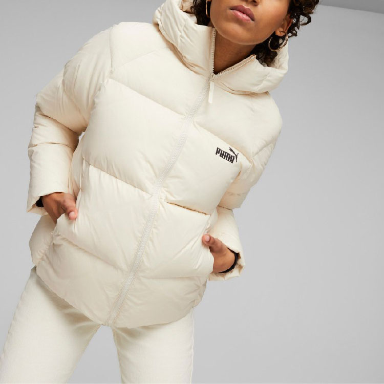 Details for (Women) PUMA  Solid White Hooded Raglan Sleeve Down Jacket. 678342-87