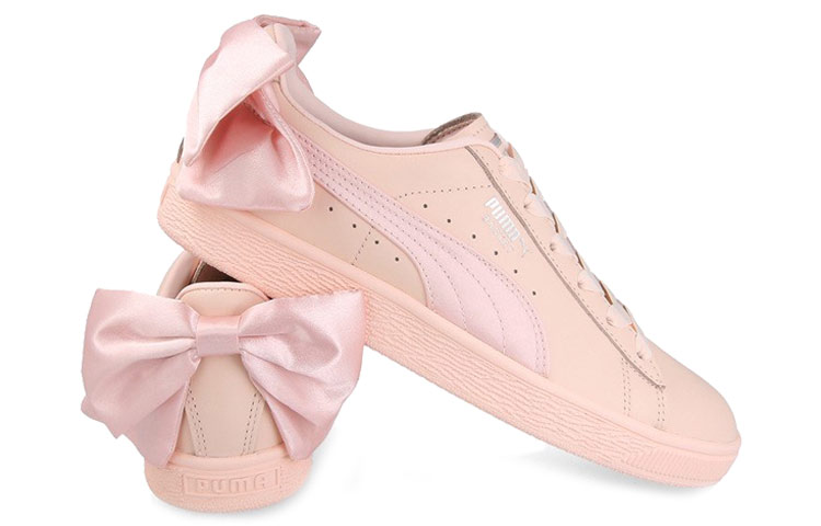 Shop PUMA Basket Bow Pearl 蝴蝶結尾 純色復古 低幫 板鞋 男女同款 粉色