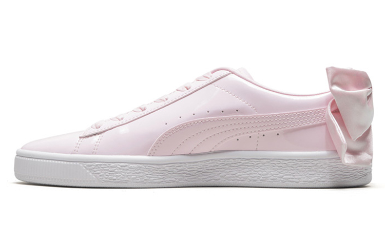 (Women) Puma Basket Bow Patent Casual Shoes White/Pink 368118-03