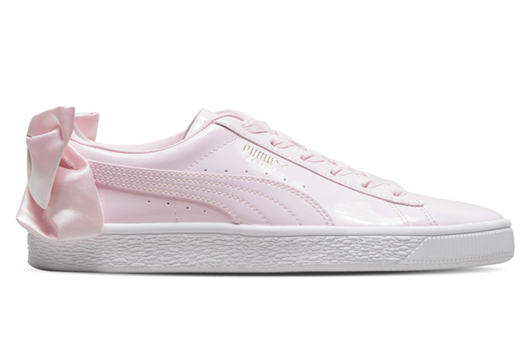 Order (W) Puma Basket Bow Patent Baskets Blanches/Roses 368118-03