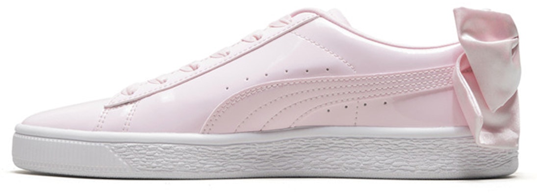 (Women) Puma Basket Bow Patent Casual Shoes White/Pink 368118-03 Buy (Women) Puma Basket Bow Patent Casual Shoes White/Pink 368118-03